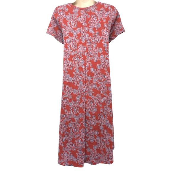 LuLaRoe Simply Comfortable Red Turquoise Print Dress Short Sleeve Scoop Neck XXS - Picture 14 of 16